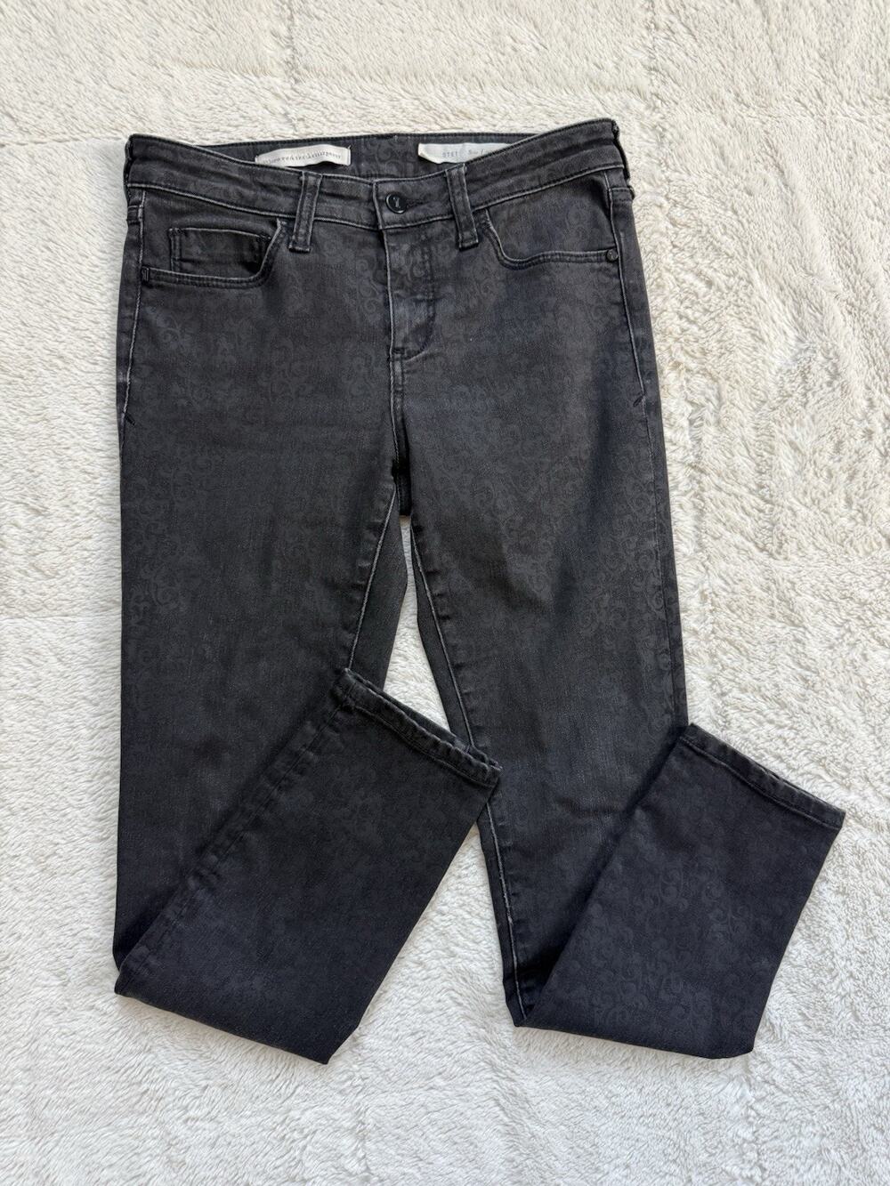 ANTHROPOLOGIE - Pilcro And The Letterpress Stet Jeans Faded Black Floral Sz 28
